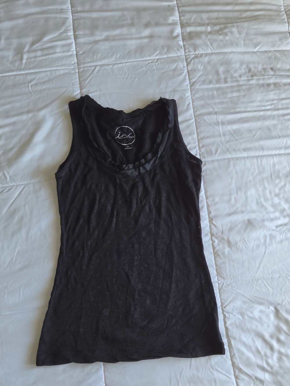 INC International Concepts Black Scoop Neck Tank Top